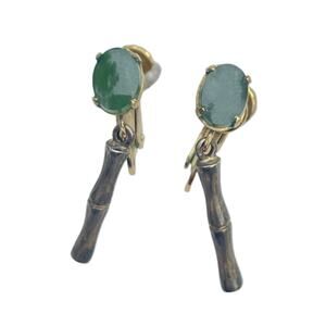 Jade Bamboo Earrings - Vintage Signed Wells